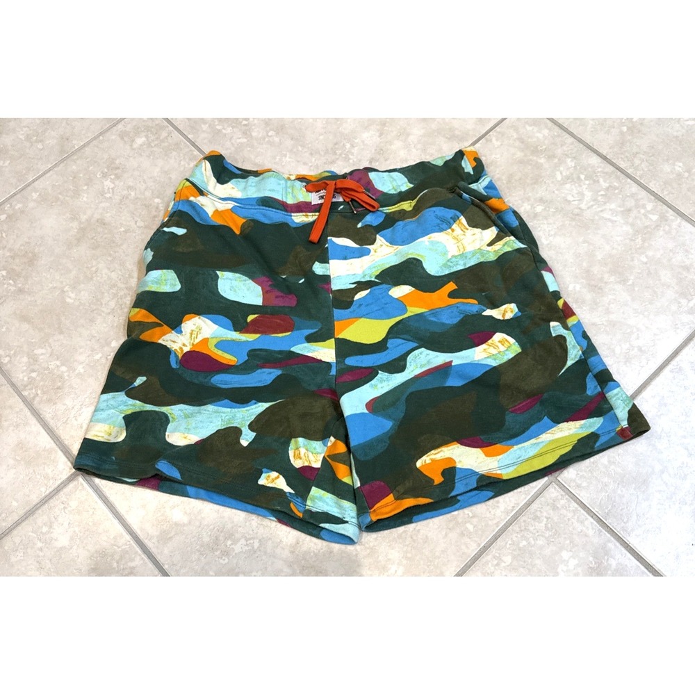 JUICY COUTURE MULTICOLOR Camo Abstract Shorts Pocket Sz XL Cotton Casual Comfort